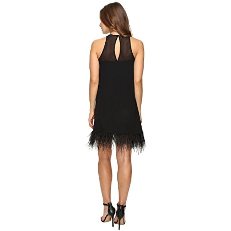 Aidan Mattox Women s Sleeveless Trapeze Dress with Feather Hem