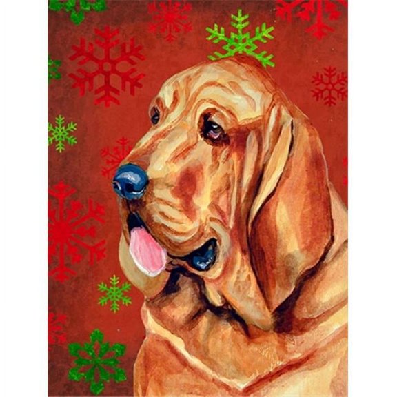 11 x 15 In. Bloodhound Red And Green Snowflakes Holiday Christmas Flag, Garden Size
