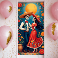 thumbnail image 2 of Floral Design Day of the Dead Skeleton Dancing Banner for Mexican Fiesta Halloween Event Celebration, 2 of 8
