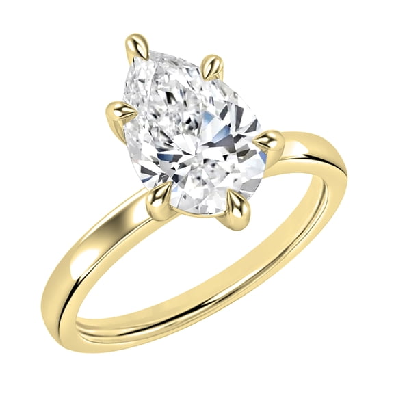 Dazzlingrock Collection IGI Certified 2.00 Carat Pear Shape Lab Grown White Diamond Sparkling Solitaire Engagement Ring for Women in 10K Solid Yellow Gold, Size 9