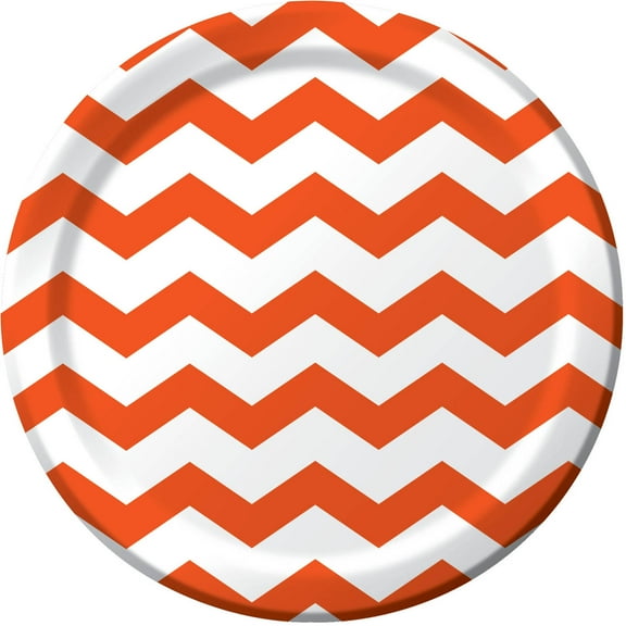 Sunkissed Orange Chevron Plates, 8pk