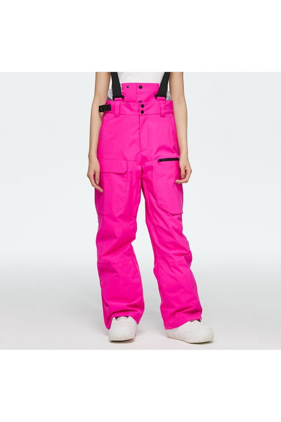 George Unisex Insulated Outdoor Mountain Ski Pants,Windproof,Waterproof,Breathable Snowboarding Pants,Ski Bibs,Hot Pink Big and Tall Men XXL