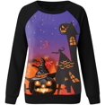 thumbnail image 3 of Chandail d'Halloween pour Femmes Manches Longues Décontracté Imprimé Citrouille Chandail en Molleton, 3 of 5