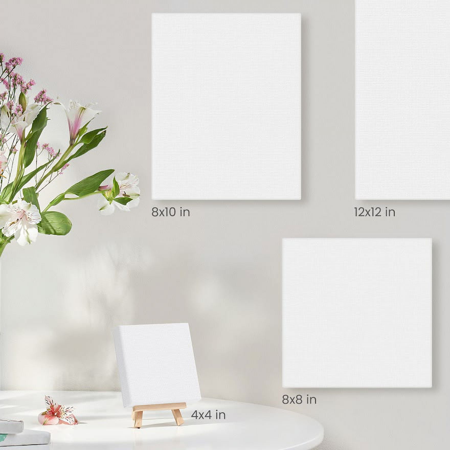 Arteza Small Mini Stretched Canvas, White, 3x3, Blank Canvas Boards for  Painting - 14 Pack