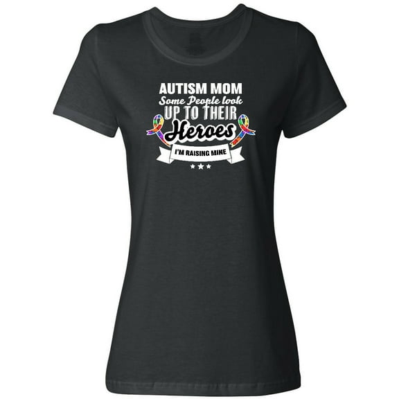 Inktastic Autism Awareness Autism Mom with Puzzle Ribbons Women's T-Shirt