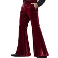 thumbnail image 2 of Joernso Men's Bell Bottom Velvet Pants Retro Style 70s Disco Outfit Casual Loose-Fit Party Street Flared Trousers for Daily Street Office Parties, 2 of 8