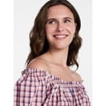 thumbnail image 5 of Time and Tru Women's and Women's Plus Cotton Peasant Mini Dress With Puff Sleeves, Sizes XS-4X, 5 of 6