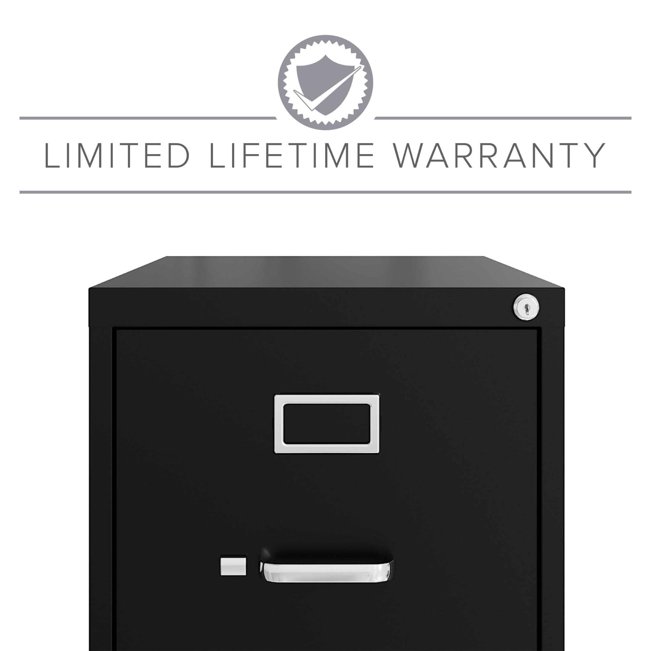 Hirsh 4 Drawer Letter Locking Metal Vertical File Cabinet, 25" Deep, Black