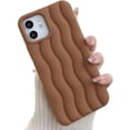 thumbnail image 1 of Funda para iPhone con diseño de ondas 3D y bordes rizados, de silicona suave, fina, a prueba de golpes (marrón, iPhone 12 Pro Max), 1 of 8