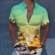 thumbnail image 2 of Camisas Para Hombre Slim Fit Hombres Casual Manga corta Primavera Verano Turndown Neck 3D Impreso Camisas Moda Top Blusa Camisas (Yellow, L), 2 of 4