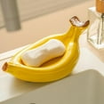 thumbnail image 3 of Cute Banana Shape Ceramic Soap Box Draining Rack for Bathroom, 3 of 7