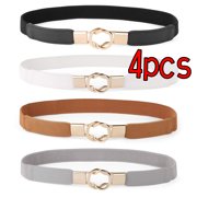 AUTRUCKER 4Pack Women's Retro Elastic Stretchy Metal Adjustable Stylish Design Waist Belts For Ladies