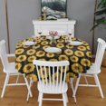 thumbnail image 2 of Black Sunflower Round Tablecloth 60" X 60",Wrinkle Wipeable Table Cloth for Kitchen Dining Room Picnic Patio Party, 2 of 6