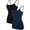 Black/Navy, variant on ANFERRY Womens Cotton Camisoles with Shelf Bra Solid Basic Spaghetti Straps Tank Tops Camis Pack of 2