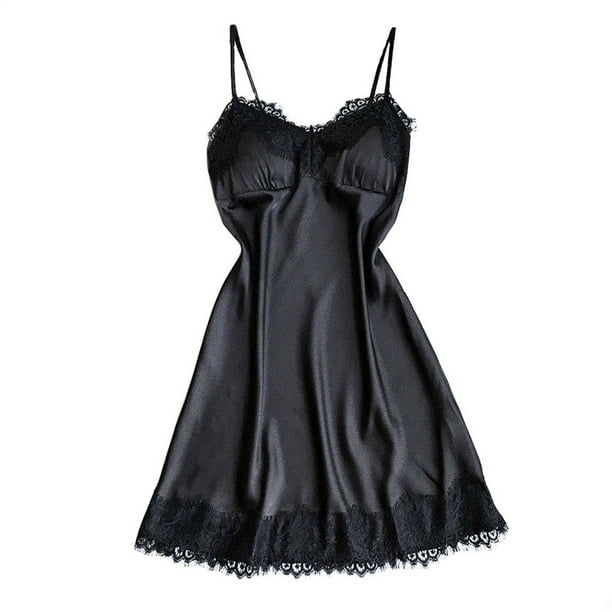 Gibobby Pijamas para mujer Ropa de dormir Lencería Mujeres Sexy Vestido de encaje Ropa de dormir Vestidos exóticos(Negro,CH)