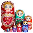 thumbnail image 1 of Poupées Russes 10 Pcs Poupées Russes Gigognes Matryoshka Faites à la Main, 1 of 5