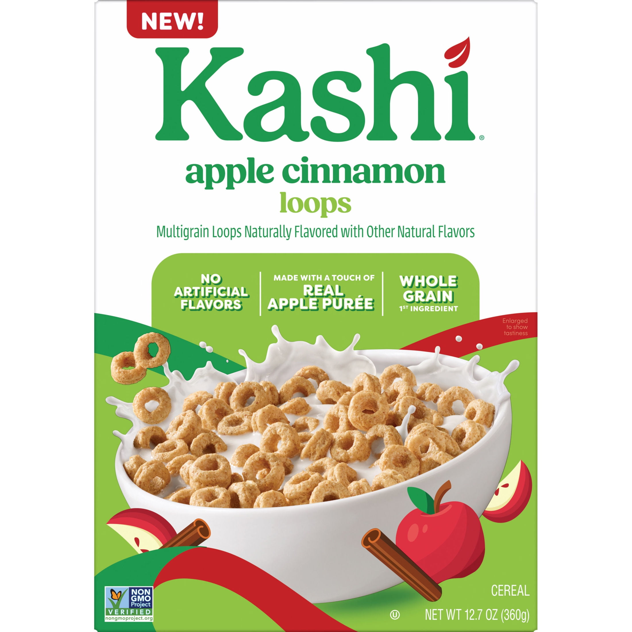 Kashi Apple Cinnamon Loops Breakfast Cereal, Whole Grain, 12.7 oz