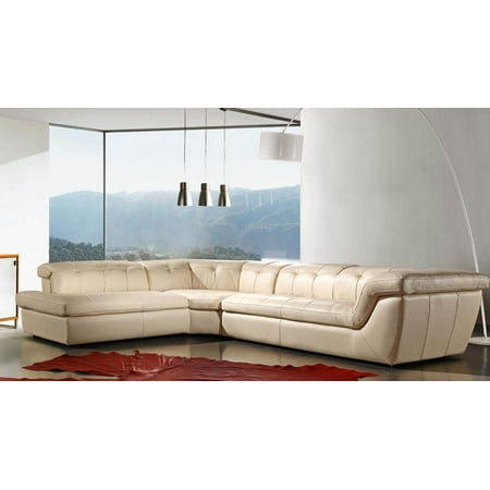 Calligaris Italian Furniture - J&M 397 Modern Full Beige Italian Leather Sectional Sofa Adjustable Headres Left