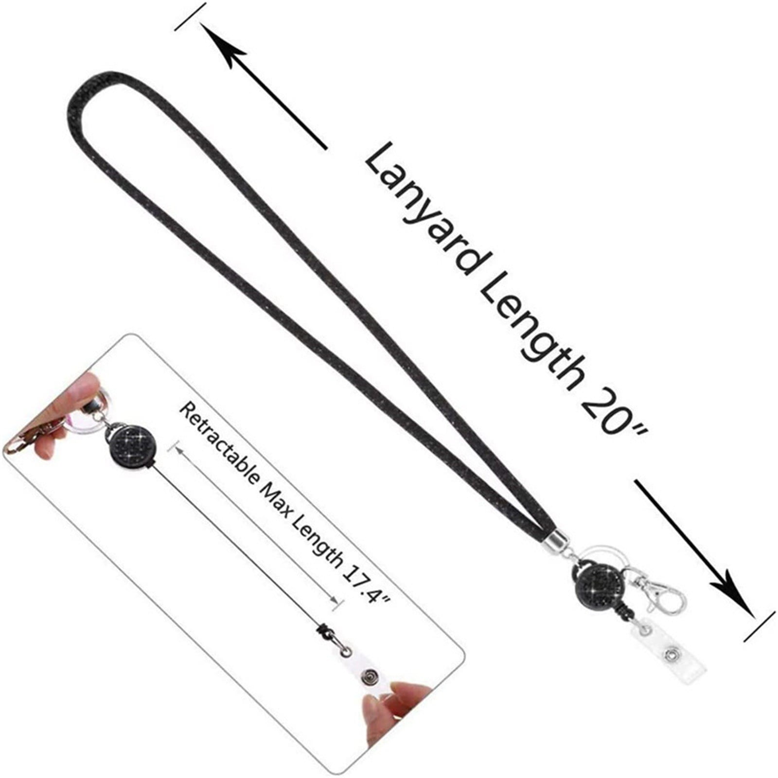 SLUOHZXI Lanyards for ID Badges- Bling Badge Lanyard with ID Badge Holder Retractable Crystal Teacher Lanyard Retractable Keychain Cruise Ship Lanyards for Women,Transparent PC Case Protector