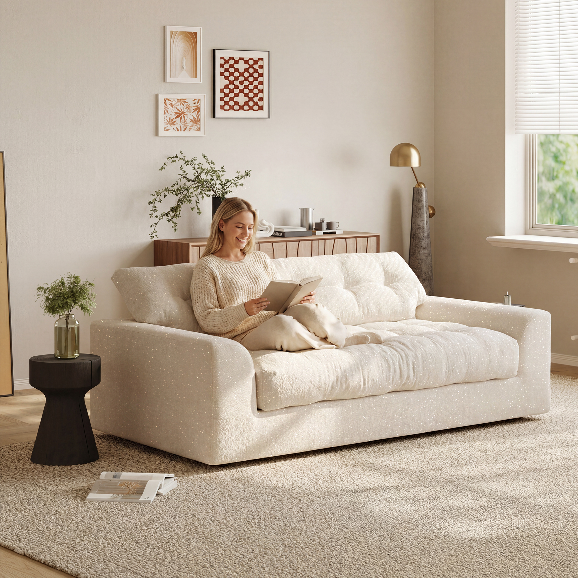 BEHOST 55 in Chenille Loveseat with Extra Deep Seats photo 5