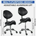 thumbnail image 2 of Hydraulic Saddle Stool with Wheels, Ergonomic Adjustable Salon Chair for Hair Stylist, Rolling Chair with Back Support for Clinic and Home Office(Black), 2 of 9