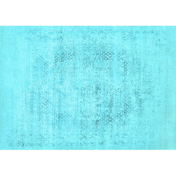 Ahgly Company Indoor Rectangle Oriental Light Blue Industrial Area Rugs, 7' x 9'