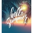 thumbnail image 3 of Palm Tree Duvet Cover Set, Hello Summer Design a Tropic Paradise Beach and the Sunshine Pattern Print, Decorative 3 Piece Bedding Set with 2 Pillow Shams, King Size, Blue and Orange, by Ambesonne, 3 of 3