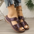 thumbnail image 5 of Yyuenw Women Open Toe Crisscross Wedge Slide Sandals PU Slip On Holiday Casual Summer Walking Shoes, 5 of 9