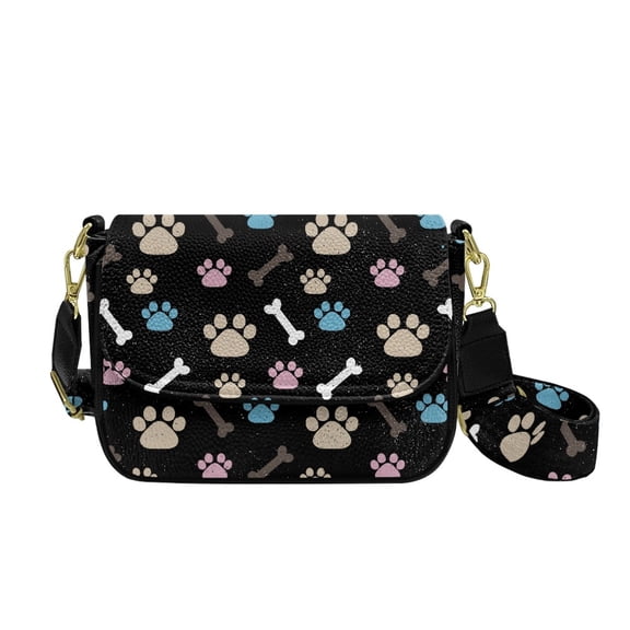 ZUXONGSY Dog Paw Bone Print Shoulder Bag for Women Mini Crossbody Travel Purse Fashion Satchel with Adjustable Wide Strap for Shopping Business