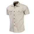 thumbnail image 2 of SWSMCLT Men's Short Sleeve Button Down Mandarin Collar Shirts Shirt Fishing Top Soft Camp Lightweight Button Khaki X-Large, 2 of 2