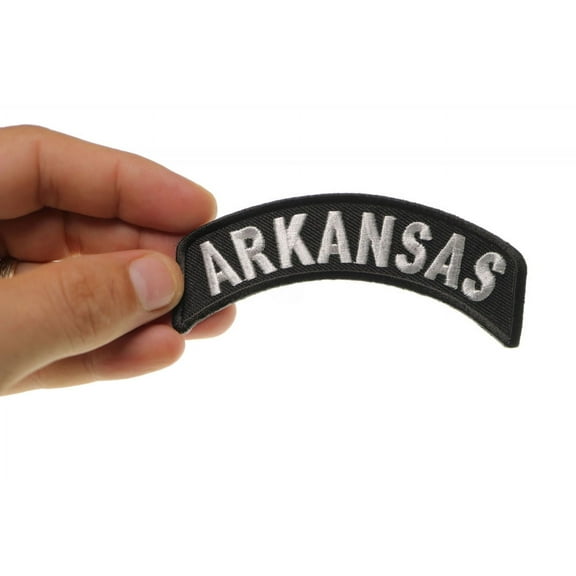 Patch, Small Embroidered Rocker (Iron-On or Sew-On), Arkansas State Patch, 4" x 1.75" Arch