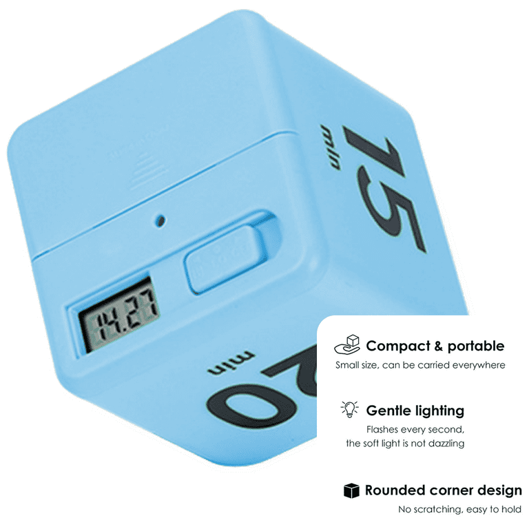 Cube Timer, Time Management Timer ，8 Side Multi Timer with Customization  Time and Gravity Sensor Flip, for Studying, Kitchen Cooking, Reading