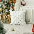 thumbnail image 3 of putnchl Christmas Tree Star Green Throw Pillow Cover Set of 2, 18 x 18 Inch Soft Plush Faux Fur Jacquard Festivals Winter Cushion Case Decoration for Sofa Couch（White）, 3 of 6