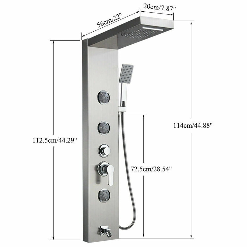 Senlesen Brushed Nickel Shower Panel Tower Massage Body Jets System Rain&Waterfall Mixer