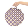 thumbnail image 2 of Abstract Round Floor Cushion with Handle, Repetitive Retro Geometric Triangles Mosaic Cube Pattern, Decorative Pillow for Living Room & Dorms, 18" Round, Blue Violet Pale Camel, by Ambesonne, 2 of 4