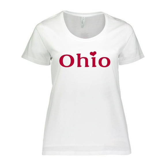 Inktastic Ohio in Red Text with Heart Women's Plus Size T-Shirt