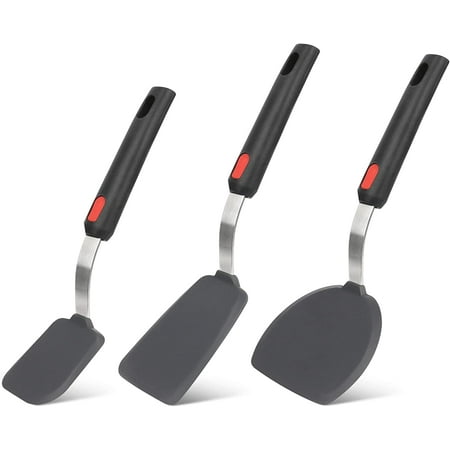 

Silicone Spatula Turner 3-Pack Spatula Set for Nonstick Cookware BPA Free Rubber Spatulas Heat Resistant Kitchen Utensil No Scratch or Melting Ideal for Egg Cookie Crepe Burger