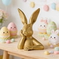 thumbnail image 5 of Stijggn 2PC Easter Bunny Figurines Gold Home Decor Resin Rabbit Statue, Easter Table Decor, Large Rabbit Figurines Easter Table Centerpiece Decorative Bunny Sculpture Gift for Home Living Room Decor, 5 of 7