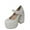 White, variant on Fesfesfes Platform Heels Womens Dress Chunky High Heel Shoes Thick Heel Platform Pump Toe Shoes 5.5(36)