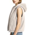 thumbnail image 5 of Puntoco Women's Striped Fleece Hoodie Warm Fleece Jacket Loose and Fleece Beige M, 5 of 8