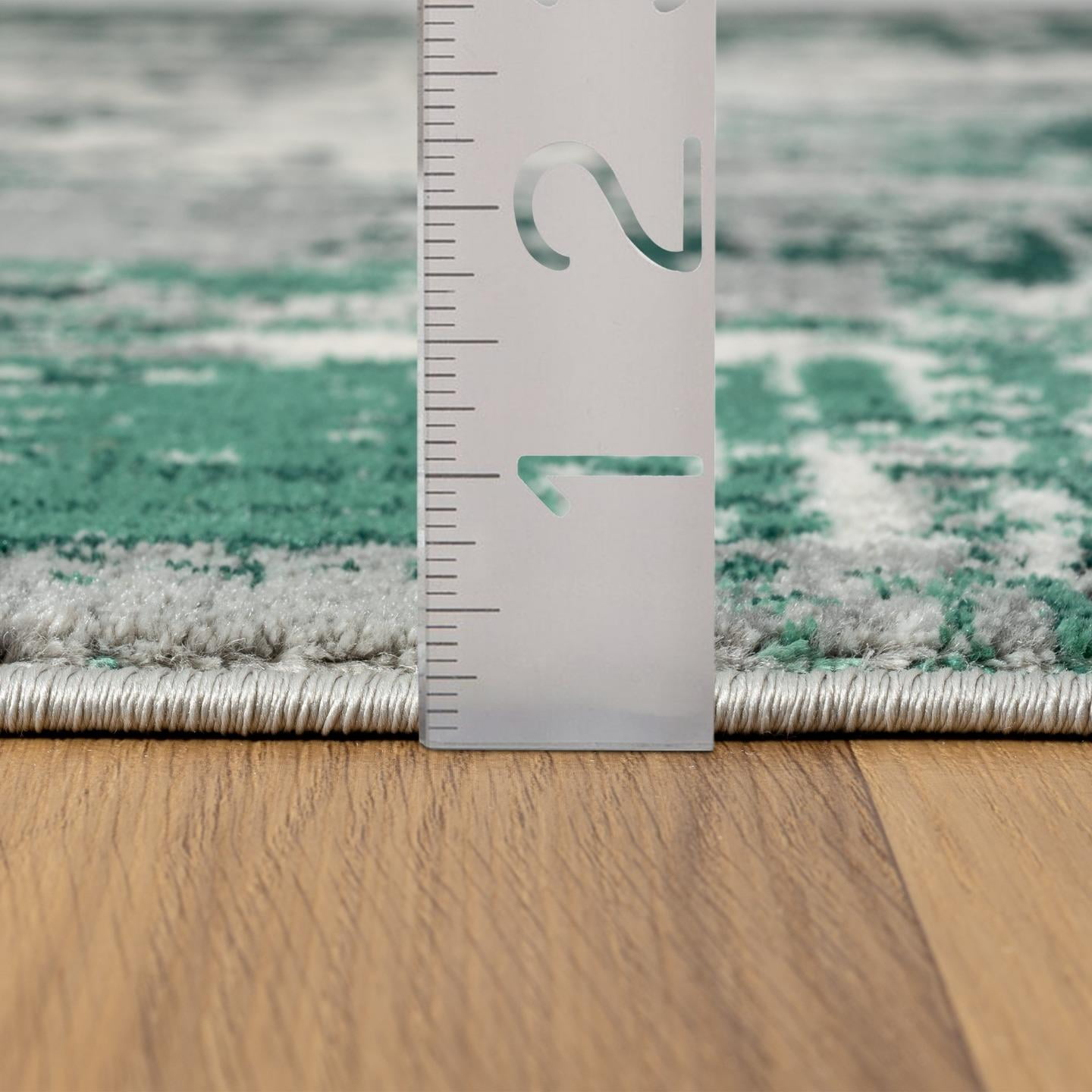 Luxe Weavers Modern Abstract Distressed Green 4x5 Area Rug for Living Rooms and Bedrooms