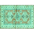 thumbnail image 1 of Ahgly Company Indoor Rectangle Geometric Turquoise Blue Traditional Area Rugs, 5' x 7', 1 of 4