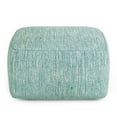 thumbnail image 3 of Simpli Home Nate Transitional Square Pouf in Patterned Aqua Blue Melange Cotton, 3 of 6