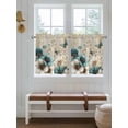 thumbnail image 2 of Teal Tulip Butterfly 2 Panel Kitchen Curtains for Small Windows, Beige Turquoise Floral Vintage Rustic Bathroom Tier Curtain, Short Window Treatment for Bedroom/Living Room 55"x36", 2 of 6