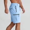 thumbnail image 6 of Eryao Elastic Waist Hiking Cargo Shorts for Men with Zipper Pocket Casual Summer Beach Lounge Shorts,Light Blue,M, 6 of 9