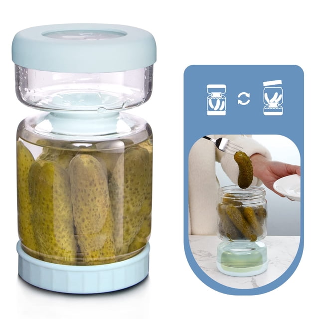 Tarro de pepinillos Luvan de vidrio de 1000 ml con colador, tapa abatible, 34 oz