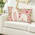 thumbnail image 5 of Happy Easter Rabbit Pillow Covers 12x20 Inch Flower Leaves Pink Bunny Ears Spring Farmhouse Decorative Throw Pillow Cases Lovely Animals Rabbit Cushion Cover for Couch, 5 of 6