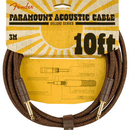 Genuine Fender 10 Foot Paramount Acoustic Instrument Cable, Brown #0990910007