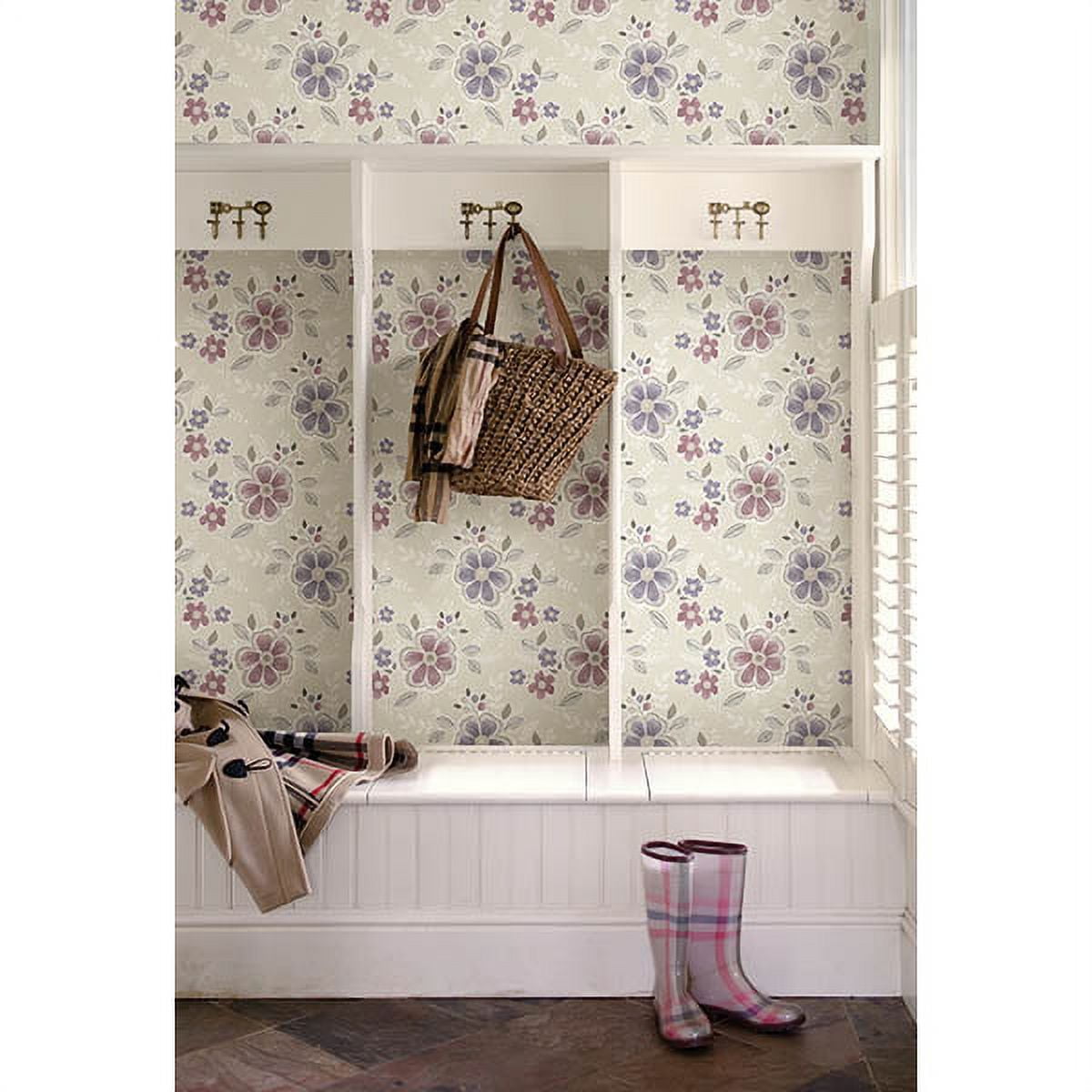 A-Street Prints Chloe Purple Floral Wallpaper, 20.5-in by 33-ft, 56.4 sq. ft