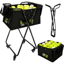XYJBHB Tennis Ball Hopper Cart with 4 Wheels，Foldable Large Capacity Pickleball & Tennis Ball Collector for Court Training, Coaching
